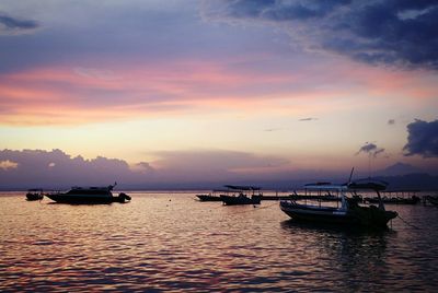 Scenic view of sea at sunset