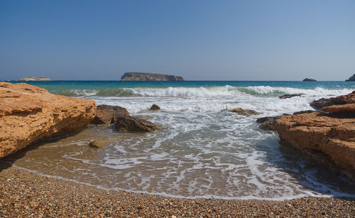 Scenic view of sea against clear sky