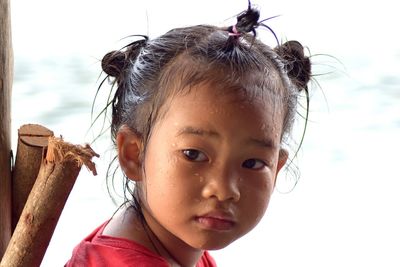 Close-up of wet girl