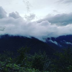 Scenic view of landscape against cloudy sky