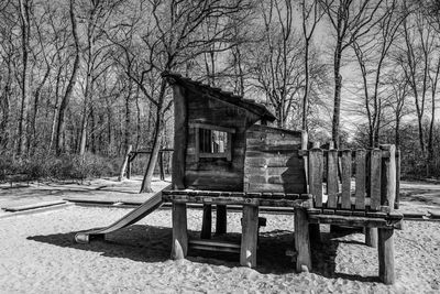 Empty bench in forest