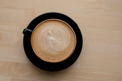 High angle view of coffee on table