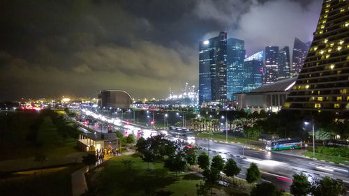 Illuminated city at night