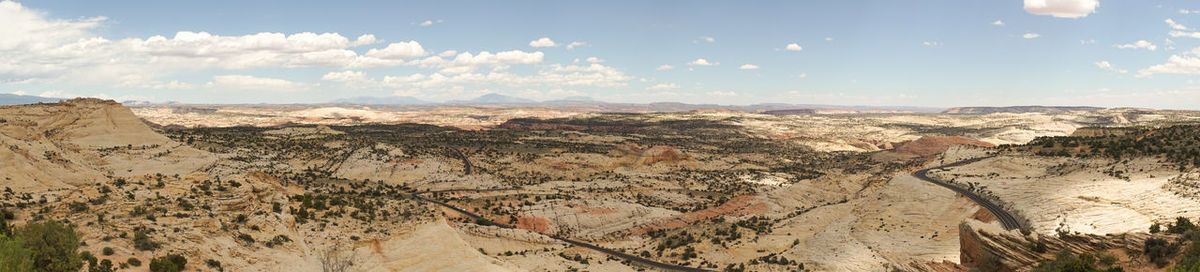 Panoramic view of landscape against cloudy sky