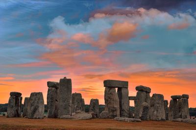 Panoramic view of castle against sky during sunset