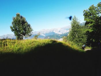 Scenic view of mountains against clear sky