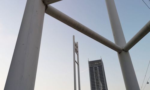 Low angle view of modern building against clear sky