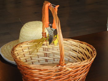 Close-up of wicker basket