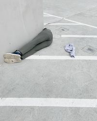 High angle view of shoes on floor