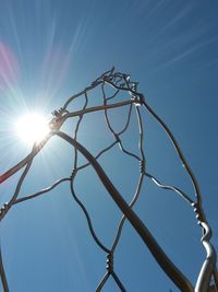 Low angle view of tree against blue sky on sunny day