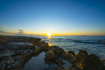 Scenic view of sea against sky during sunset