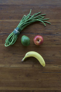 High angle view of bananas on table