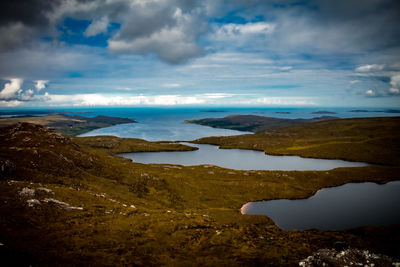 Scenic view of north highland lochs against sky