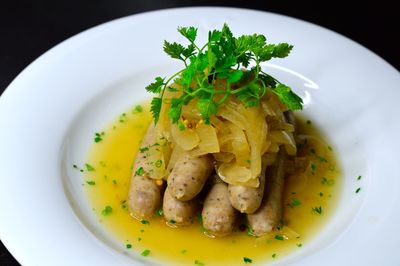 High angle view of food in plate