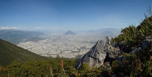 Panoramic view of mountains against sky