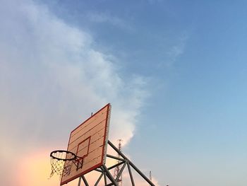 Low angle view of basketball hoop against sky