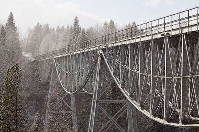 Old steel bridge for cars across the river