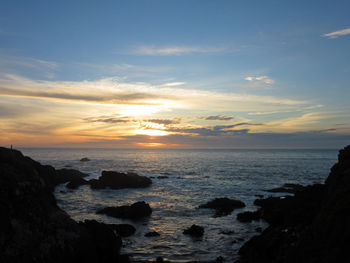 Scenic view of sea at sunset