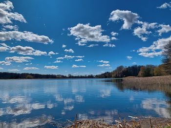 Scenic view of lake against sky