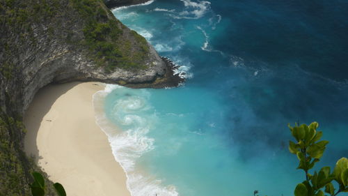 High angle view of rocks on beach