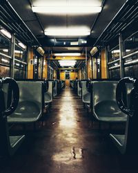 Empty seats in subway train