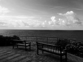 Scenic view of sea against cloudy sky