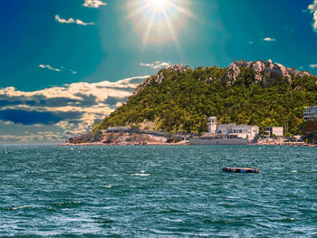 The beautiful seaview of bang saen bay,thailand in summer time.