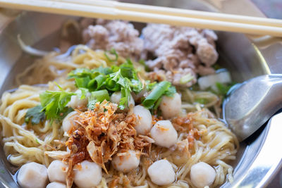 Close-up of food served in plate