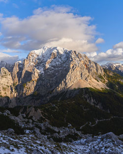 Scenic view of snowcapped mountain against sky