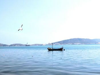 Scenic view of sea against clear sky