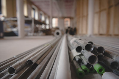 Close up of pipes in factory