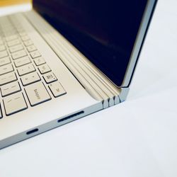 High angle view of laptop on table