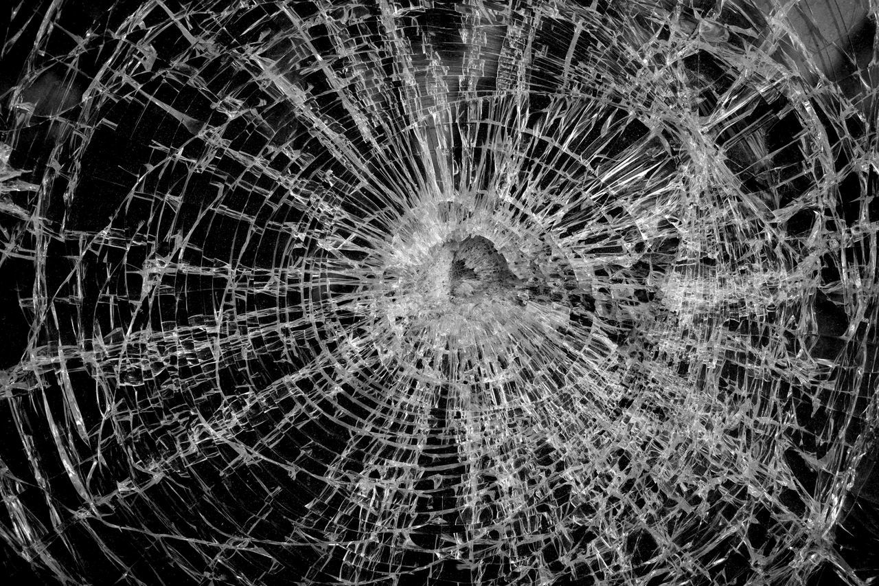 spider web, cracked, black and white, broken, backgrounds, damaged, destruction, pattern, no people, full frame, monochrome, close-up, shattered glass, monochrome photography, circle, spider, fracture, animal, fragility, breaking, misfortune, outdoors, bad condition, textured, demolished
