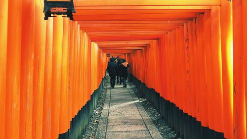 Narrow walkway at sunset