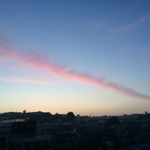 High angle view of townscape against sky at sunset