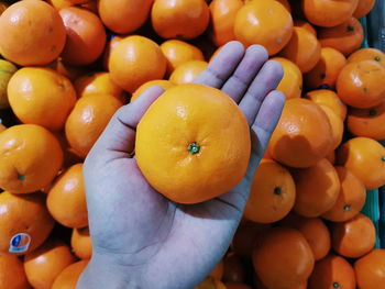 High angle view of oranges at market stall