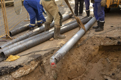 Replacement of sewer pipes. laying gas pipes in the ground. 