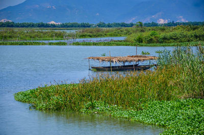 Scenic view of lake against sky