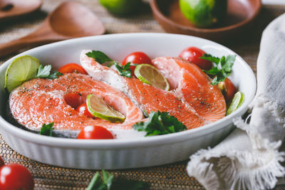 Close-up of food in bowl on table