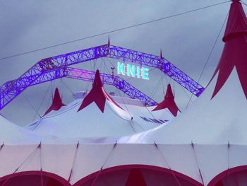 Low angle view of tent against sky at dusk