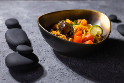 Close-up of food in bowl on table