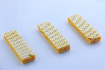 High angle view of ice cream on table
