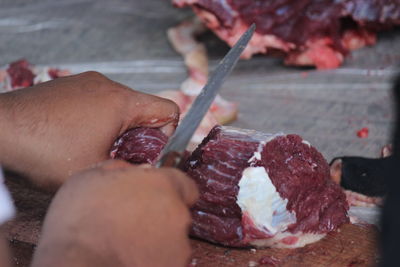Close-up of person preparing food