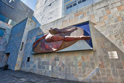 Low angle view of building against wall