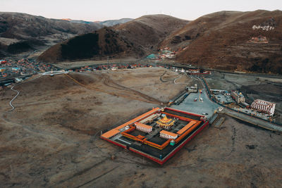 High angle view of city street