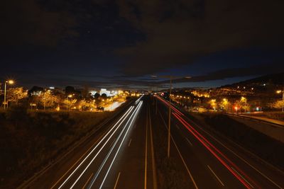 Light trails on highway at night