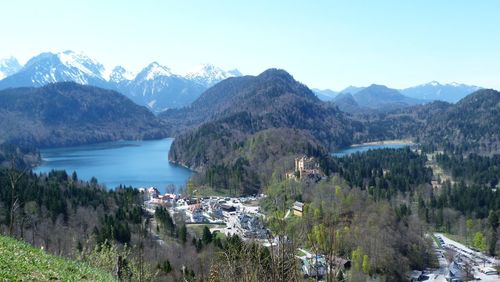 Panoramic view of lake and mountains against sky