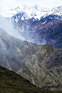 Scenic view of mountains against sky during winter