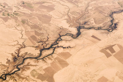 High angle view of cracked land