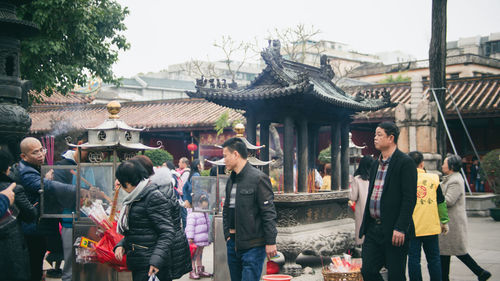 People standing on steps